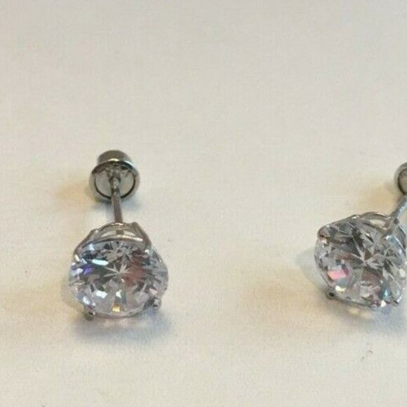 2ct ROUND FLAWLESS LAB SIMULATED DIAMOND STUD EARRINGS 14K SOLID WHITE GOLD - Picture 6 of 7